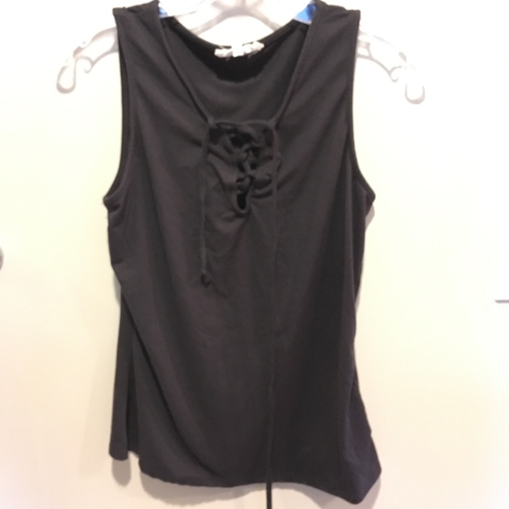 No Comment Tank Top with Laces